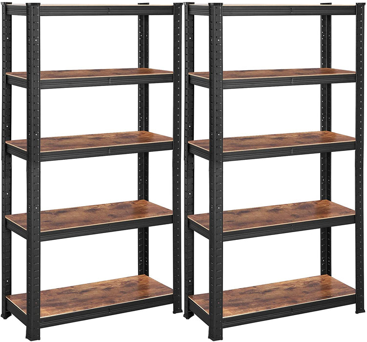 Standregale, 2er Set, Bücherregale, Lagerregale, 5 Ablagen, Küchenregale, Regale, 150 x 75 x 30 cm, bis 400 kg belastbar, verstellbare Ablagen