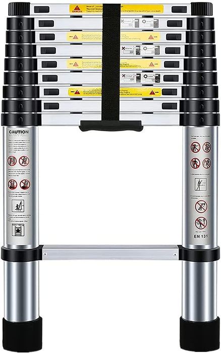 Teleskopleiter 2,9m, Leiter Ausziehbar Aluminium, Mehrstufiger Sicherheitsschalter, Maximale Belastung 150 kg
