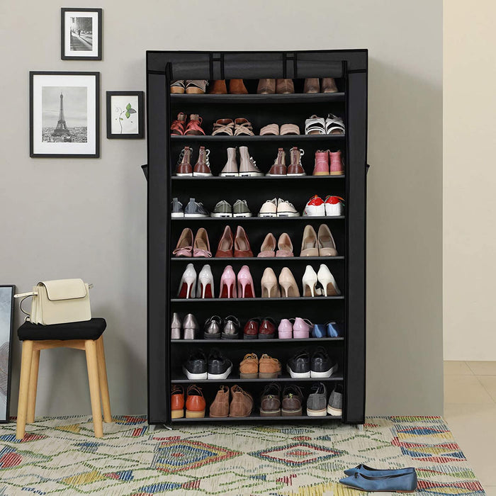 Schuhregal, Schuhschrank, Schuhaufbewahrung mit 10 Ebenen, mit staubdichtem Überzug, Schuh-Organizer, für bis zu 40 Paar Schuhe, für Wohnzimmer