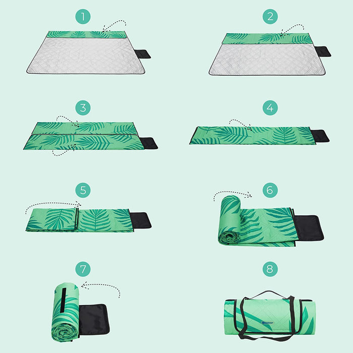 Picknickdecke, 200 x 200 cm große Stranddecke, Campingdecke, wasserdichte Unterseite, maschinenwaschbar, faltbar, für Garten, Park, Strand, Camping