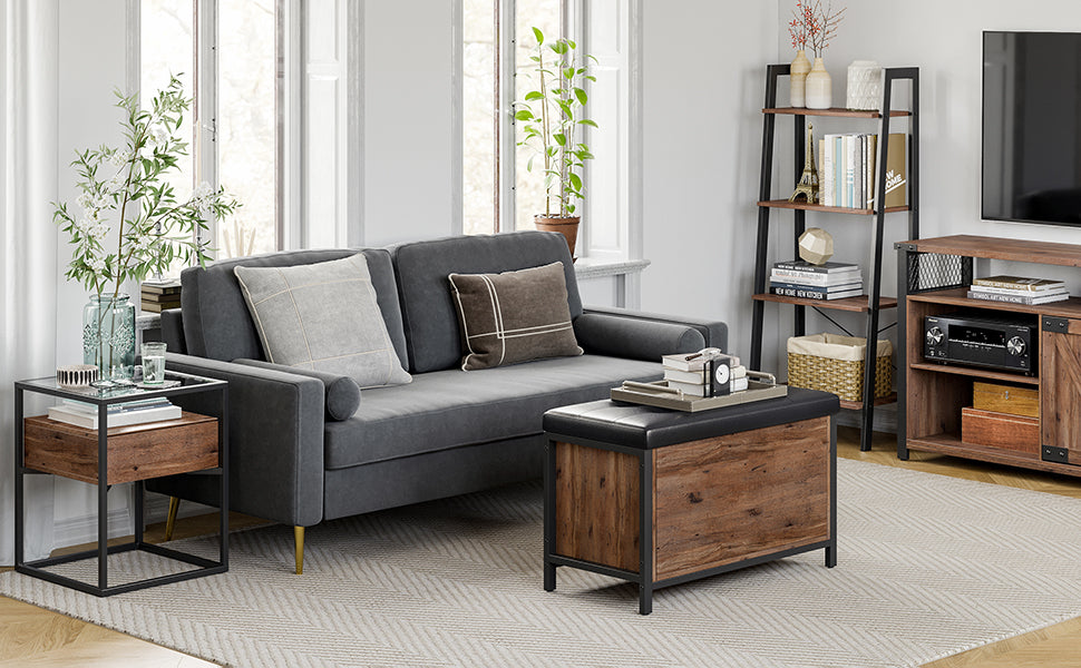 Standregal, Bücherregal, 4 Ebenen Leiterregal, stabiles Metallgestell, einfache Montage, für Wohnzimmer, Schlafzimmer, Küche, haselnussbraun-schwarz