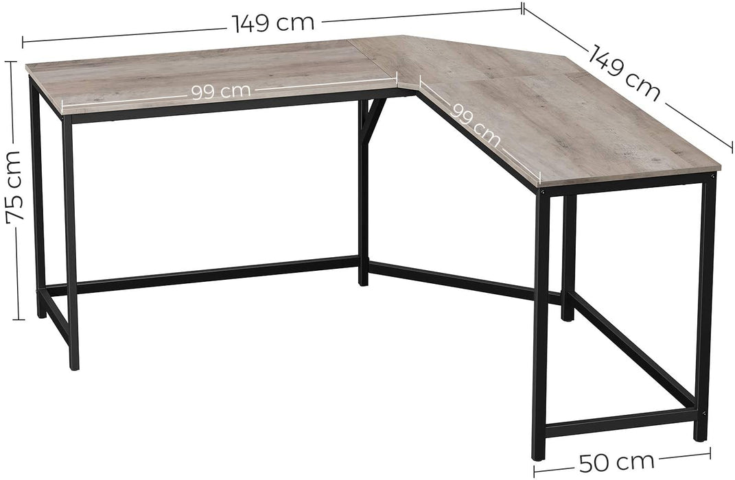Eckschreibtisch, L-förmiger Computertisch, Bürotisch, Arbeitszimmer, Homeoffice, Gaming, platzsparend, einfache Montage, Industrie-Design, Greige