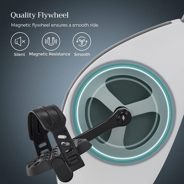 Heimtrainer, Fitnessbike, zusammenklappbares Fitnessfahrrad, 8 magnetische Widerstandseinstellungen, mit Bodenmatte, Pulsmessung, Handyhalterung