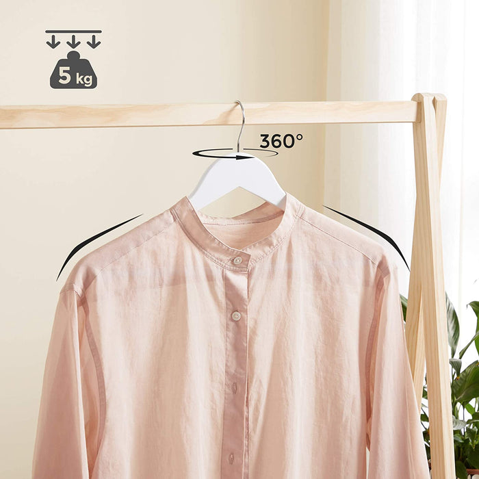 Kleiderbügel aus Massivholz, 30er Set, Holzbügel mit rutschfestem Hosensteg und Einkerbungen, um 360° drehbarer Haken, für Mäntel, Anzüge, Kleider