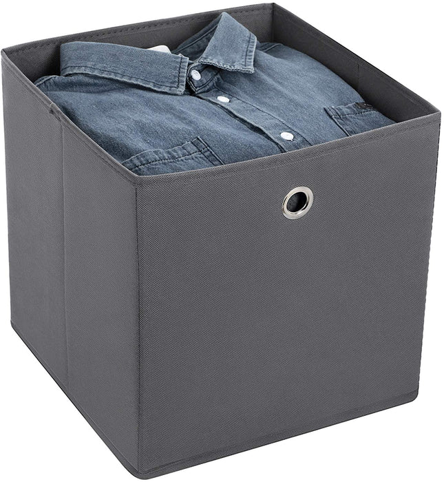 Aufbewahrungsboxen, 6er Set, Stoffboxen, Faltboxen aus Vliesstoff, Würfel, Aufbewahrungskörbe, für Spielzeug und Kleidung, grau