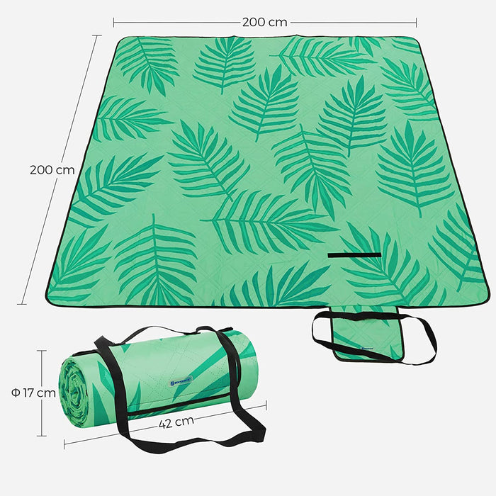 Picknickdecke, 200 x 200 cm große Stranddecke, Campingdecke, wasserdichte Unterseite, maschinenwaschbar, faltbar, für Garten, Park, Strand, Camping