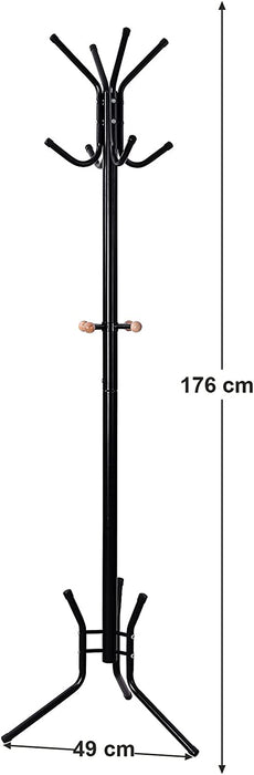 Stabil Metall Kleiderständer Garderobenständer Garderobe höhe ca. 176 cm, schwarz