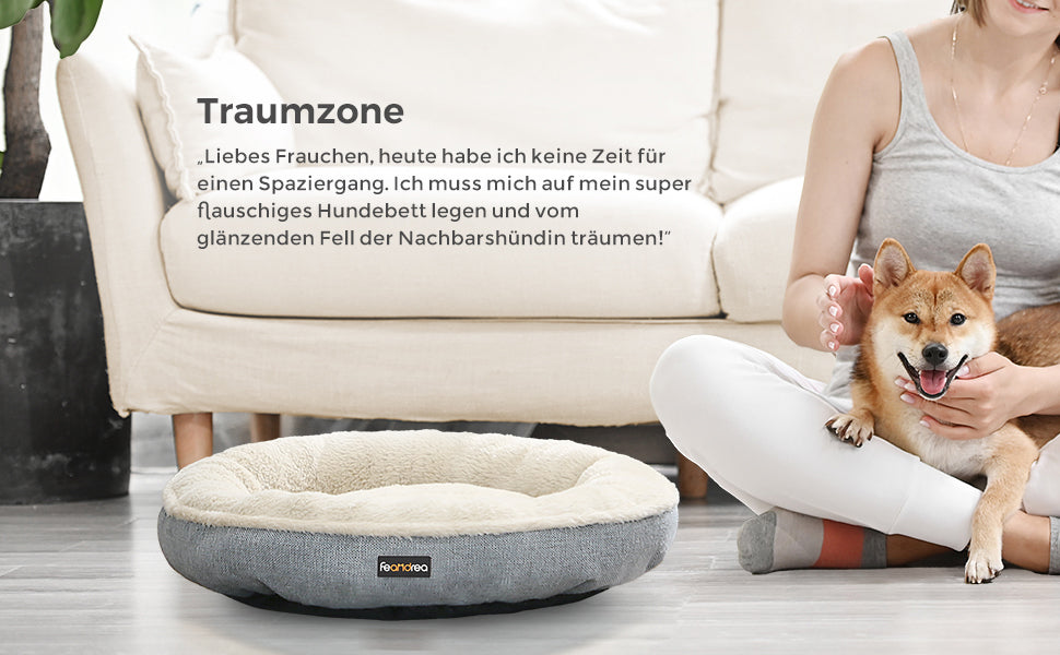 Hundebett, Hundekorb, Katzenbett, Donut, rund, Ø 65 cm, grau