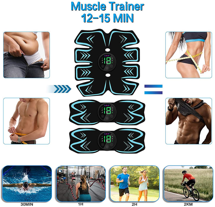 EMS Muskelstimulator Trainingsgerät, Bauchmuskeltrainer Elektrostimulation Muskelstimulation USB Wiederaufladbar für Damen Herren