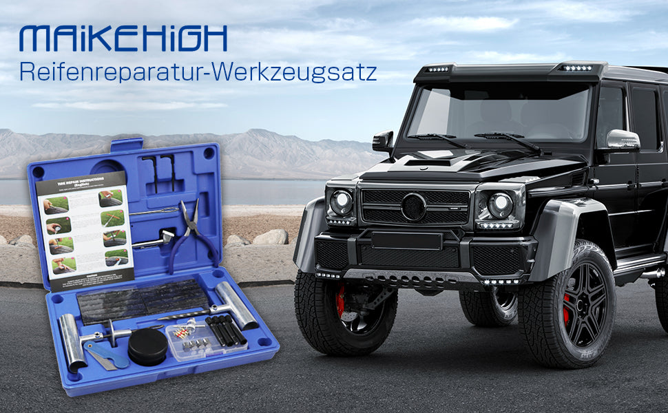 Reifen Reparaturset, Heavy Duty Reifenreparaturset Auto- 67 Stück Set für Motorrad, ATV, Jeep, LKW, Traktor Flat Reparatur Set