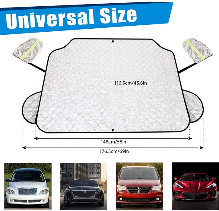 Frontscheibenabdeckung Auto Magnetisch, Windschutzscheibe Abdeckung mit Reflektierenden Rückspiegelabdeckungen, Ultra-Dicke Autoabdeckung