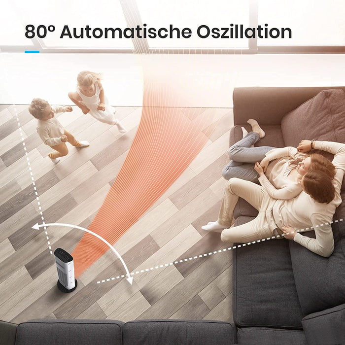 Keramik Heizlüfter und 7 Heizstufen - Heizstrahler elektrisch 2000W mit Überhitzungsschutz und 24h Timer - energiesparender ECO Modus, 80° Oszillation