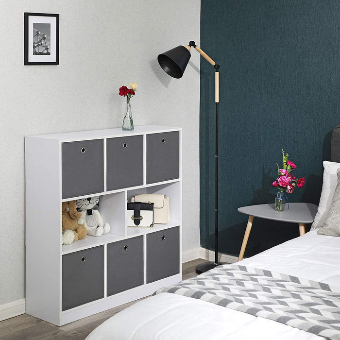 Aufbewahrungsboxen, 6er Set, Stoffboxen, Faltboxen aus Vliesstoff, Würfel, Aufbewahrungskörbe, für Spielzeug und Kleidung, grau