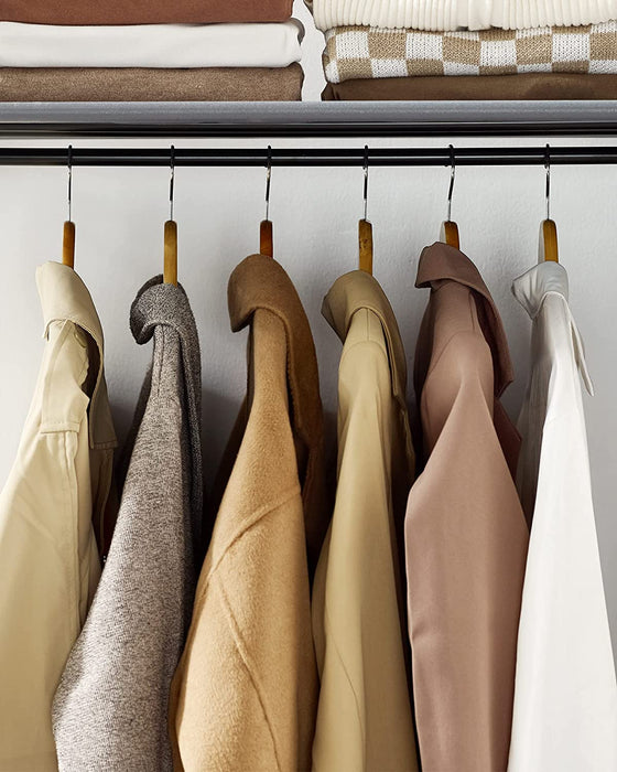 Kleiderschrank, Stoffschrank, Garderobe mit Kleiderstangen, Aufbewahrung für Kleidung, Kleiderständer, faltbar, Ankleidezimmer, Schlafzimmer, grau