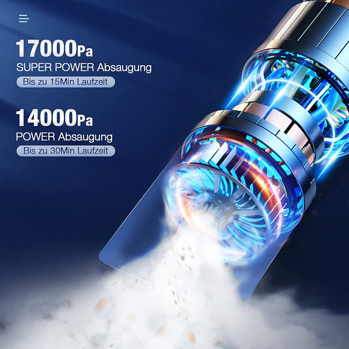 Handstaubsauger Akku Beutellos, Robit 17000Pa, kabellos, 3-in-1-Spaltdüse,90W Autostaubsauger mit 2200mAh Li-lonen Akku&30 Minuten Laufzeit für Auto Zuhause Wohnmobil Tierhaare - Staubsauger