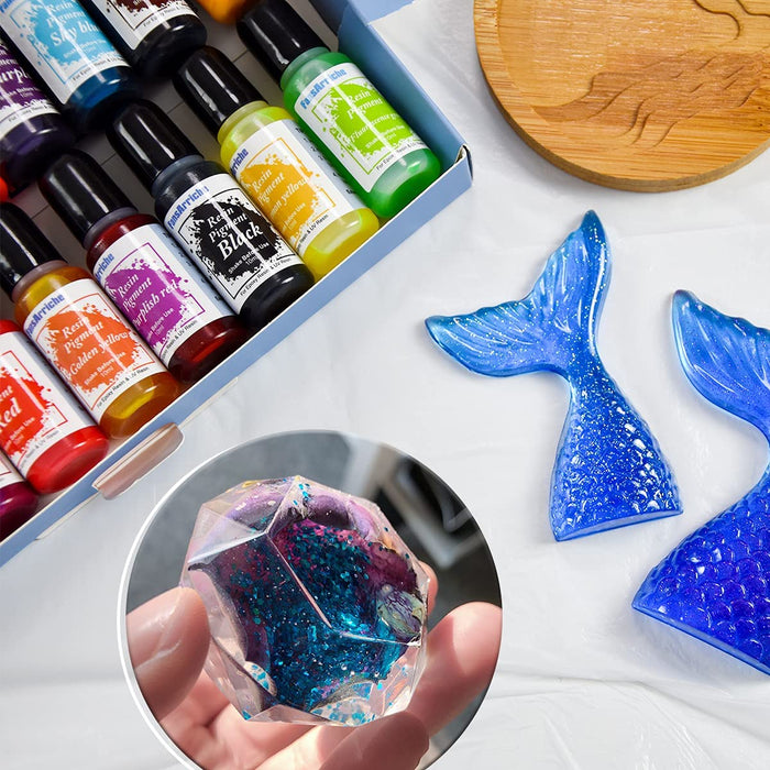 Epoxidharz Farbe, UV resin Farbe 20 Farben Flüssiger transparenter Harz Farbstoff für DIY Schmuckherstellung - Konzentriertes Kunstharz Farbe Pigment