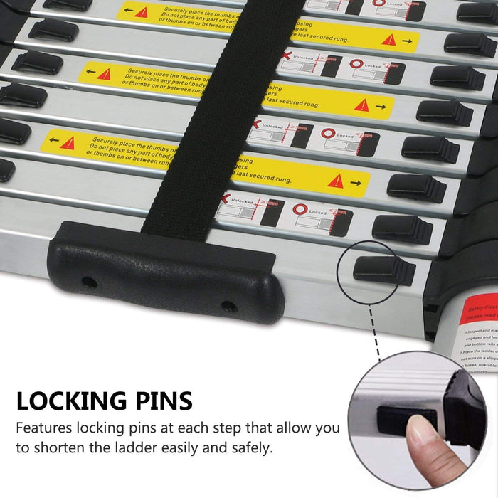 4,7M Teleskopleiter, Rutschfester Klappleiter Stehleiter Mehrzweckleiter aus hochwertiges Aluminium, 150 kg/330 Pfund Belastbarkeit, Schwarz