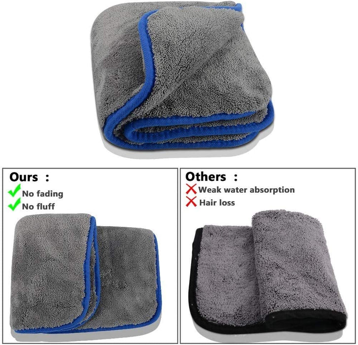 3X Mikrofasertücher zur professionellen Autopflege - Auto Tücher ultraweich für Perfekte Auto Lackpflege, Poliertuch, Trockentuch - 42x42cm