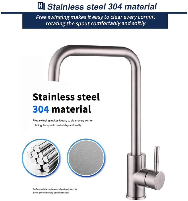 360° drehbar Küchenarmatur aus Edelstahl Wasserhahn Küche Armatur Einhebelmischer Spültischarmatur Mischbatterie Spüle Spültischbatterie Hochdruck