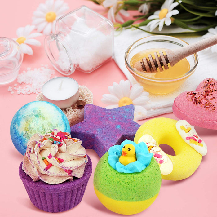 Badebomben Geschenkset, 6er Handgefertigte Badebomben Kinder mit Natürlichen Inhaltsstoffen, Perfektes Valentinsgruß Geburtstags Weihnachts Geschenke
