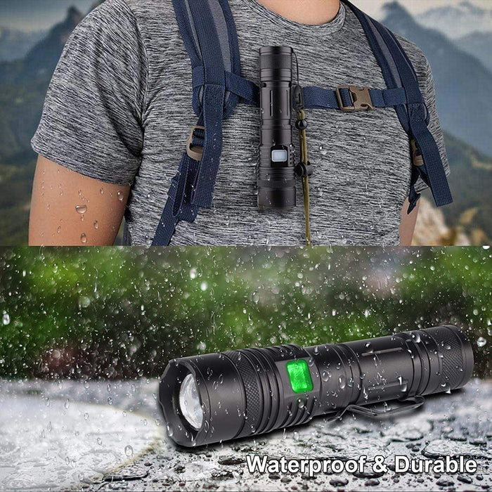 G700 LED Taschenlampe, Super Helle 3000 Lumen CREE Taschenlampen, Wiederaufladbare Taktische Taschenlampe mit Zoom für Camping Wandern und Notfälle