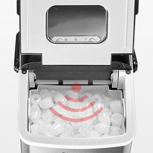 Eiswürfelmaschine, 12KG Eiswürfelbereiter, 2 Eiswürfel Größen, Edelstahl Eiswürfelmaschinen, 6 Minuten Produktionszeit Ice Maker, BPA-frei