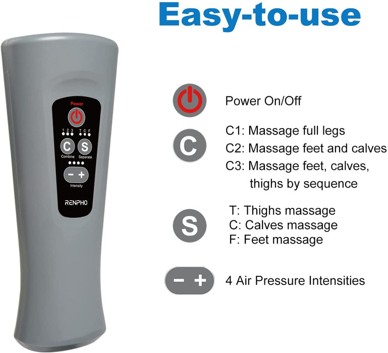 Beinmassagegerät, Luftkompression für die Zirkulation der Wadenfüße, Oberschenkelmassage, Sequentielles Stiefelgerät mit 6 Modi 4 Intensitäten