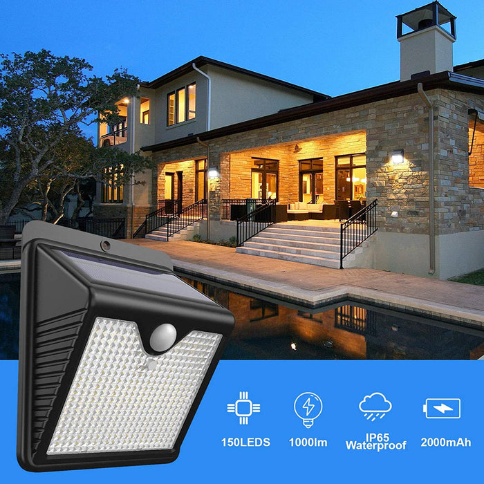 【6 Stück/150 LED】 Solarlampen für Außen, Feob Solarlampe Bewegungsmelder Solarleuchte Sicherheitsleuchten - Powerful - Wasserdicht