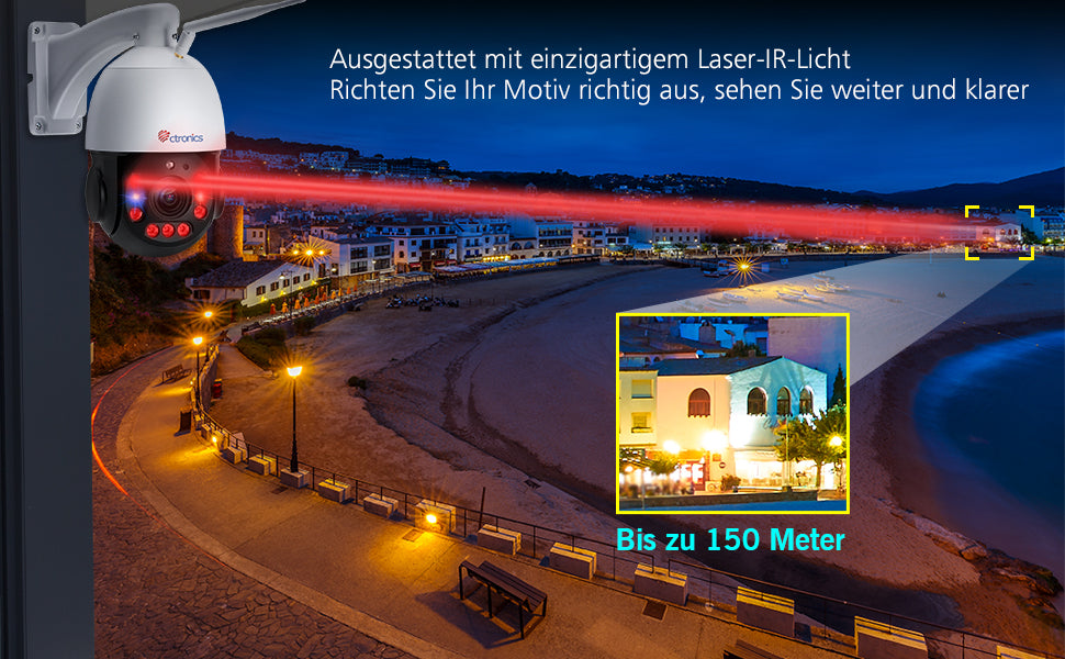 30X Optical Zoom 5MP PTZ Überwachungskamera Aussen, WLAN IP Dome Kamera Outdoor, Menschliche Erkennung, Automatische Verfolgung, 150M Nachtsicht