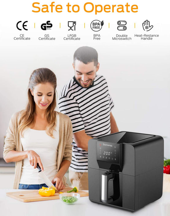 Heißluftfritteuse, 6L XXL 1700W Friteuse Heissluft mit Digitalem LED-Touchscreen, Vorheiz&Schüttelfunktion, Doppelgebläse, Timer&Temperaturkontrolle