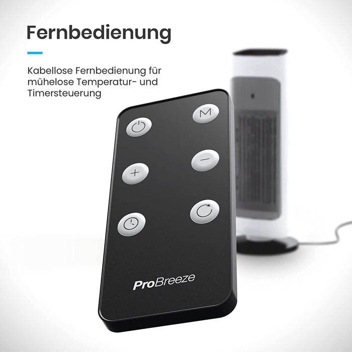 Keramik Heizlüfter und 7 Heizstufen - Heizstrahler elektrisch 2000W mit Überhitzungsschutz und 24h Timer - energiesparender ECO Modus, 80° Oszillation