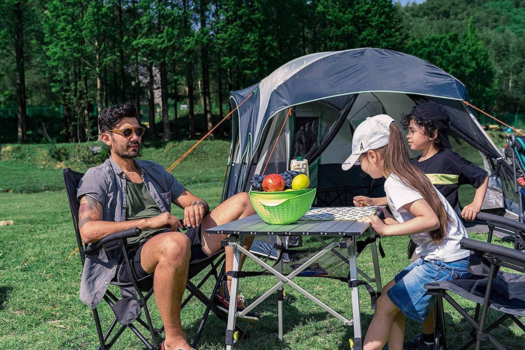 Aluminium Campingtisch klappbar Klapptisch faltbar tragbar leicht Falttisch Tischbein Höheneinstellbar Tischplatte Größe 89.9 x 53cm