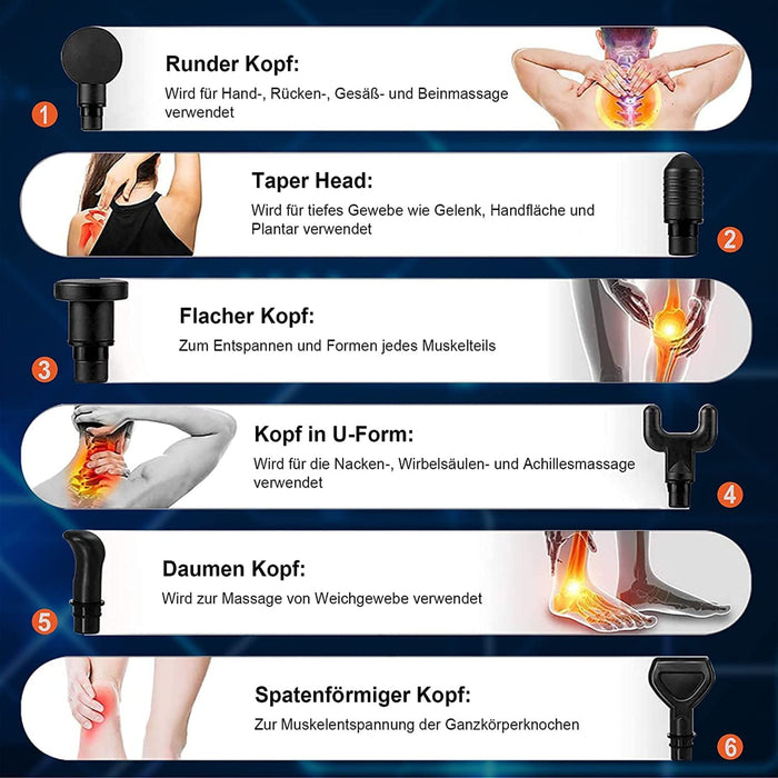 Massagepistole Elektrisch, Muskel Massage Gun LCD Touchscreen, Massagegerät mit 6 Massageköpfen, 30 einstellbare Geschwindigkeiten Massagestab