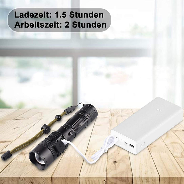 G700 LED Taschenlampe, Super Helle 3000 Lumen CREE Taschenlampen, Wiederaufladbare Taktische Taschenlampe mit Zoom für Camping Wandern und Notfälle