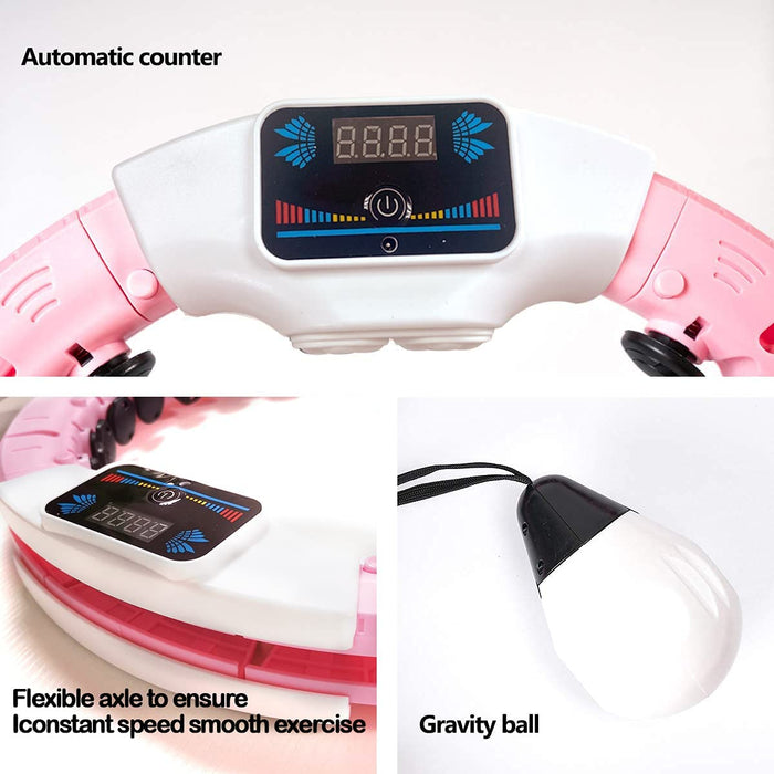 Smart Hula Hoop Abnehmbarer Hula Hoop, Verstellbarer Hula Hoop mit 14 abnehmbaren Teilen, Hula Hoop Reifen, Fitness Massage Hula Hoop, Nicht Geeignet Für Personen über 90 kg-Rosa