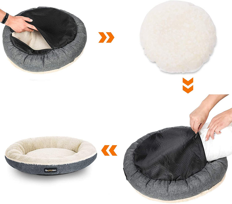 Hundebett, Hundekorb, Katzenbett, Donut, Ø 55 cm, dunkelgrau