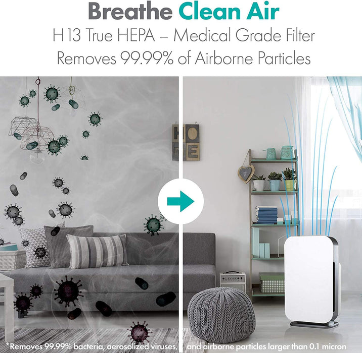 BreatheSmart Flex H13 True HEPA Luftreiniger für Zuhause bis zu 65 m², Frischfilter entfernt 99,99% Luftpartikel, fängt Allergene, Schimmel, Rauch...