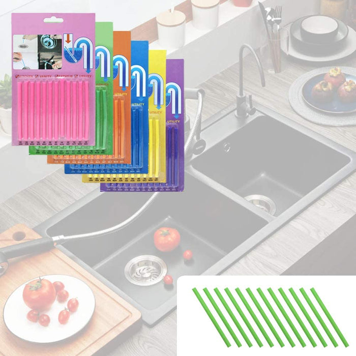 72 Stück Drain Cleaner Sticks - Stoppe stinkende & verstopfte Abflüsse | Enzymreiniger für verstopfte Rohre in Bad, Dusche und Küche