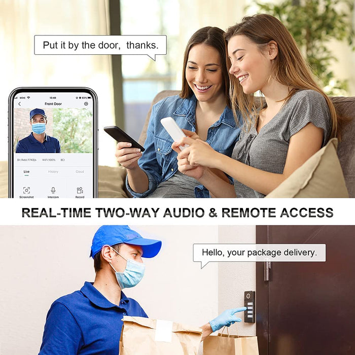 WLAN Video Türklingel mit Kamera 2K HD, Ctronics 10000mAh Akku Kabellose Video Doorbell mit Gong, PIR Personenerkennung, Erweiterte WLAN Verbindung