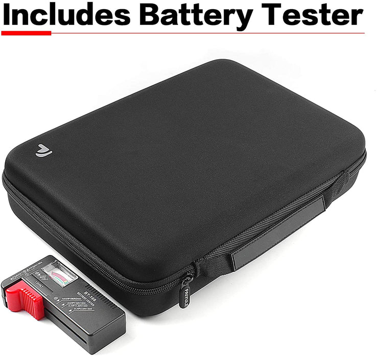 Batteriebox Aufbewahrungsbox Tragetasche mit Batterietester (BT168), Tasche für 140 Batterien AA AAA AAAA 9 V C D Lithium 3 V (ohne Batterien)