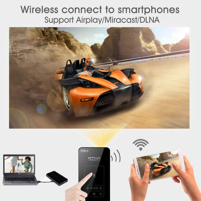 Mini Beamer, Android 7.1 Tragbarer DLP Projektor mit Touchpad Auto Keystone-Korrektur HDMI Wireless Home Theater Projektoren