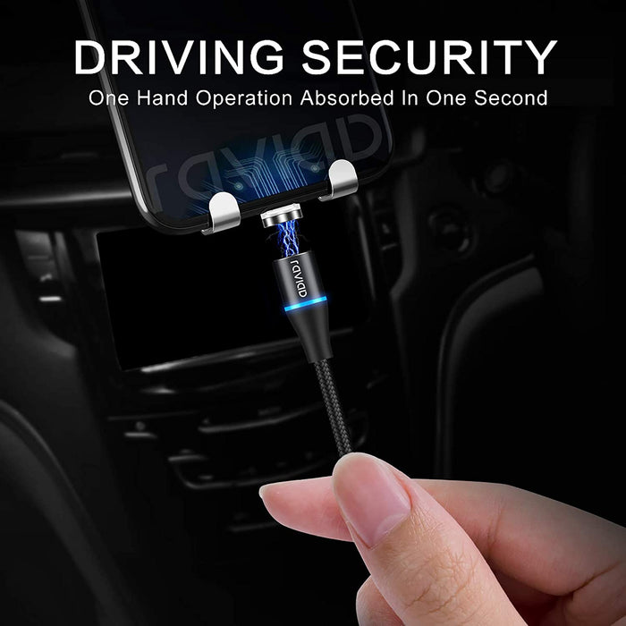 3 in 1 Magnetisch Ladekabel, Nylon Magnet USB Kabel Magnetic Datenkabel Fast Charge Sync Schnellladekabel für Micro USB/Type C