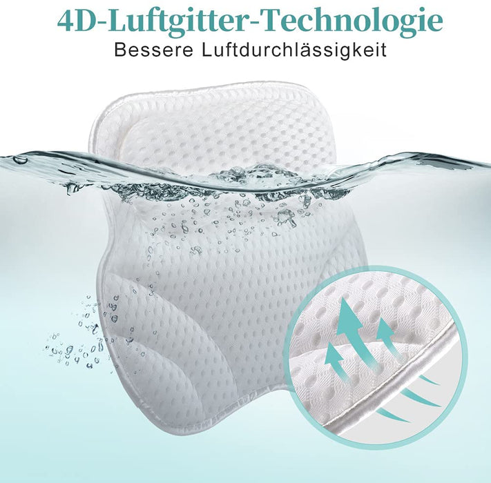Badewannenkissen rutschfest Badewanne Kissen mit 6 Saugnäpfen - Badekissen mit 4D Air Mesh Technologie Bath Pillow für Whirlpool Spa Massage Wellness
