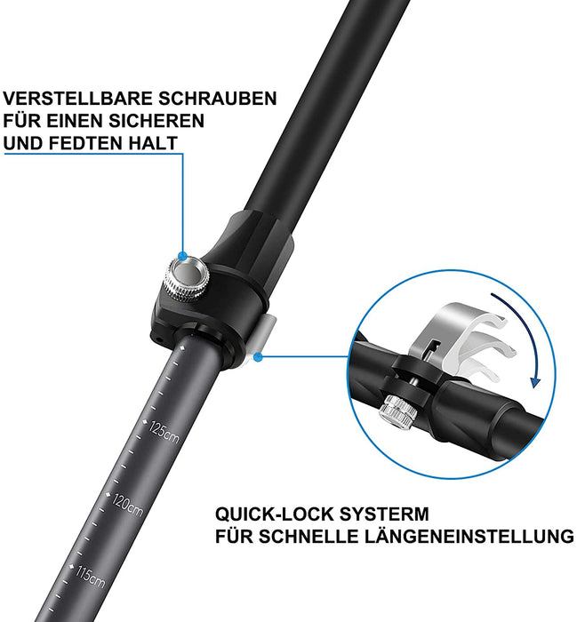 Aluminium Wanderstöcke, Trekkingstöcke Walking Stöcke ,höhen-verstellbare Teleskop Stöcke 110-130cm mit Korkgriff inkl. Zubehör | aus stabilem
