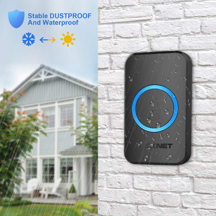 Funk Türklingel, Kabellose Türklingel, Wireless Türglocken, 300m Reichweite, 52 Klingeltöne, Plug In für Die Steckdose, Klingel und Klingelknopf