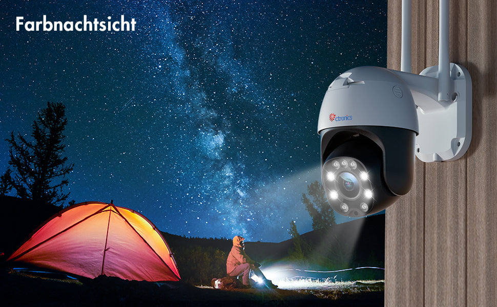 3G/4G LTE Überwachungskamera Aussen mit SIM-Karte, Ctronics PTZ Kamera Outdoor 355°/90° Schwenkbar, Personenerkennung und Automatische Verfolgung