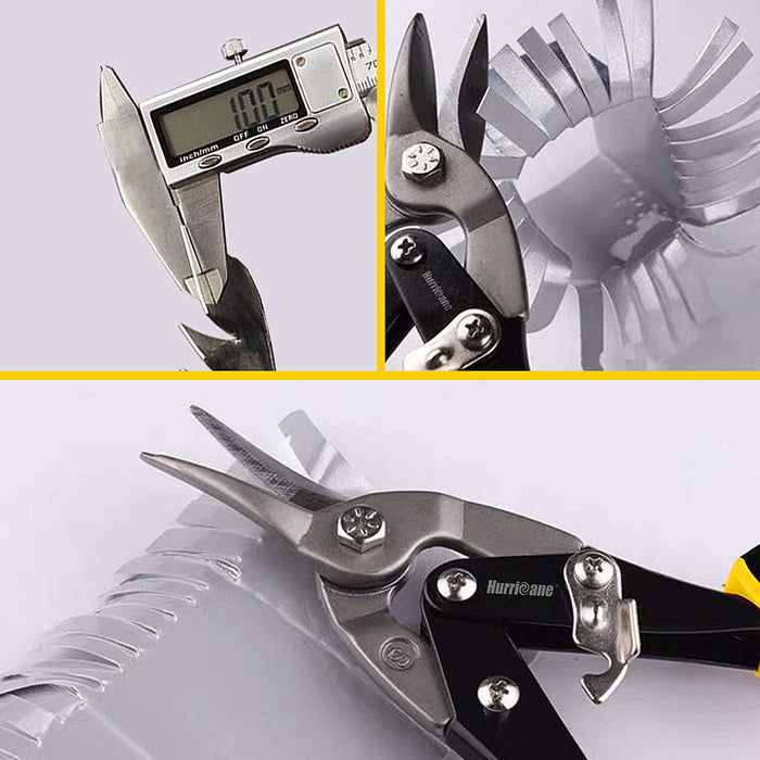 Blechschere Gerade - Cr-V-Stahl Profi Trockenbau Werkzeug, Blech Schneiden uvm Metallschere mit Hebelübersetzung - 250mm - Straight Cut Tin Snips