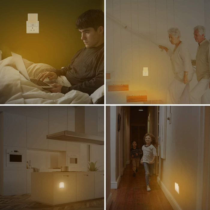 Nachtlichtsteckdose mit Bewegungssensor, automatische Ein-/Ausschaltung, energiesparend warmweiß für Kinder, Schlafzimmer, Bäder, Küchen, Treppe