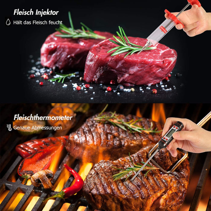 25pcs Edelstahl Grillbesteck Set im Koffer Grillkoffer Grillzubehör Set für Männer Grill Werkzeugset mit Geschenkverpackung, Camping BBQ Grillset