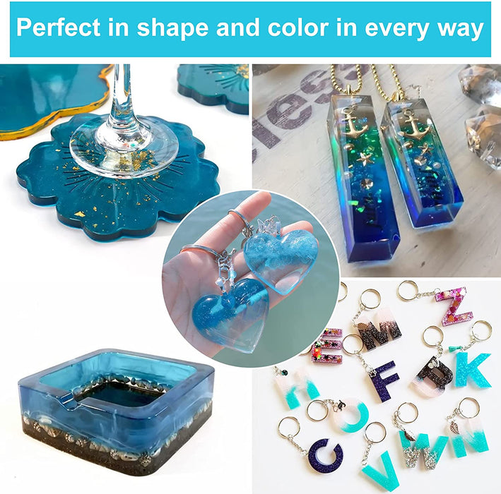 Epoxidharz Set Anfänger 500ml, Glasklar Epoxy Resin Gießharz Mit Epoxidharz Farbe, Glitzer, holzstäbchen, Handschuhe, messbecher, für Kunstprojekt